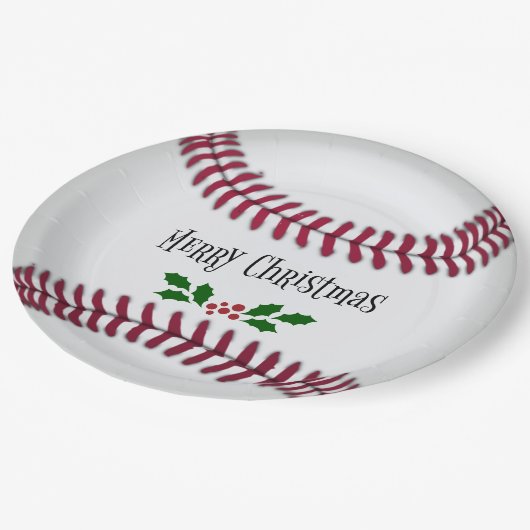 Vrolijk kerstfeest, Baseball Theme, Papieren Bordje (Gekanteld)