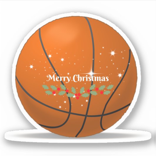 Vrolijk kerstfeest, basketbal-vakantiemodel sticker (Voorkant)