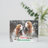 Vrolijk Kerstfeest Basset Hounds Feestdagenkaart (Staand voorkant)