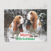 Vrolijk Kerstfeest Basset Hounds Feestdagenkaart (Voorkant)