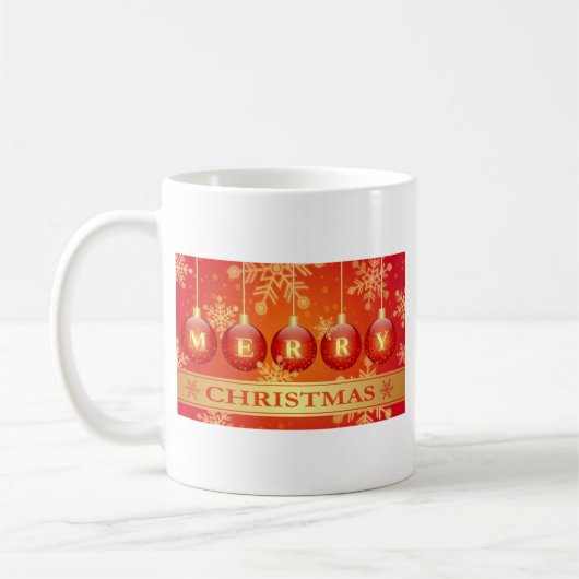 Vrolijk kerstfeest Baubles Red Gold-Mok en warmtec Koffiemok (Links)