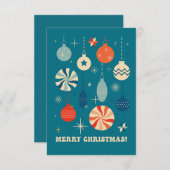VROLIJK KERSTFEEST BAUBLES RETRO BEDANKKAART (Voorkant / Achterkant)