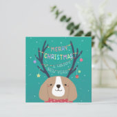 Vrolijk Kerstfeest: Beagle Illustratie Kunst Feestdagenkaart (Staand voorkant)