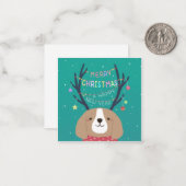 Vrolijk Kerstfeest: Beagle Illustratie Kunst Notitiekaartje (Voorkant / Achterkant in situ)