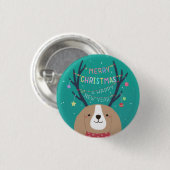 Vrolijk Kerstfeest: Beagle Illustratie Kunst Ronde Button 3,2 Cm (Voorkant /achterkant)
