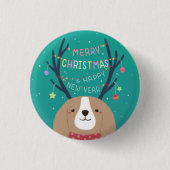 Vrolijk Kerstfeest: Beagle Illustratie Kunst Ronde Button 3,2 Cm (Voorkant)