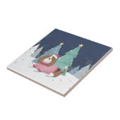 Vrolijk Kerstfeest: Beagle Illustratie Kunst Tegeltje (Zijkant)