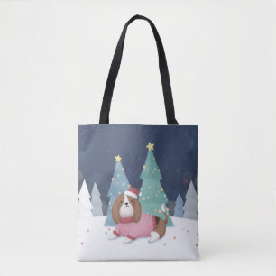 Vrolijk Kerstfeest: Beagle Illustratie Kunst Tote Bag