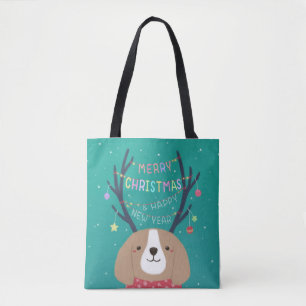 Vrolijk Kerstfeest: Beagle Illustratie Kunst Tote Bag
