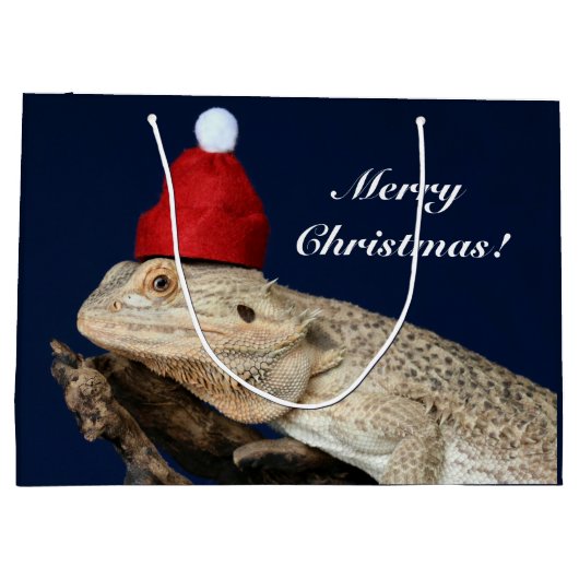 Vrolijk Kerstfeest Bearded Dragon Lizard - Santa H Groot Cadeauzakje (Achterkant)