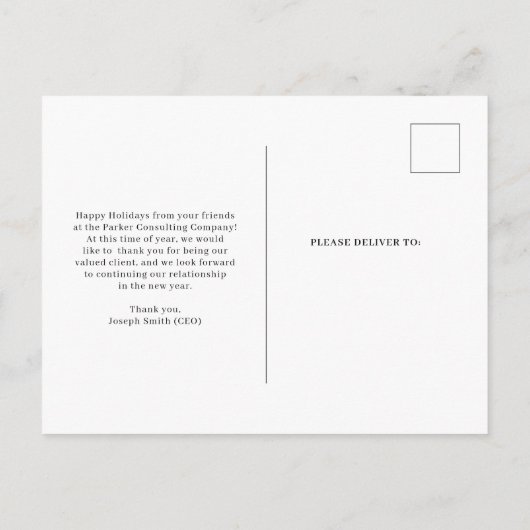 vrolijk kerstfeest | Bedrijfsfoto en uw Logo Feestdagenkaart (Achterkant)