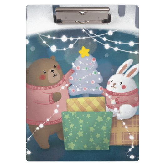 Vrolijk Kerstfeest: Beer & Bunny Klembord (Voorkant)