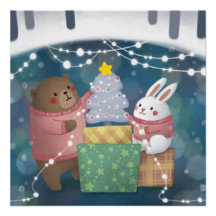 Vrolijk Kerstfeest: Beer & Bunny Perfect Poster