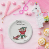 Vrolijk kerstfeest Beer Geniet van sneeuw Papieren Bordje (Feest)