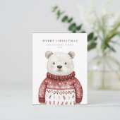 Vrolijk kerstfeest Beer in een trui Feestdagenkaart (Staand voorkant)