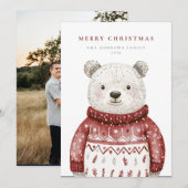 Vrolijk kerstfeest Beer in een trui Feestdagenkaart (Voorkant / Achterkant)
