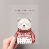 Vrolijk kerstfeest Beer in een trui vakantie Acryl Uitnodigingen (Insitu (Draagbaar))