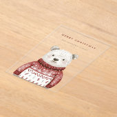 Vrolijk kerstfeest Beer in een trui vakantie Acryl Uitnodigingen (Laagn)