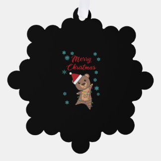 Vrolijk Kerstfeest Beer Sneeuw Winter Beer Teddy Ornament Kaart