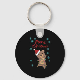 Vrolijk Kerstfeest Beer Sneeuw Winter Beer Teddy Sleutelhanger