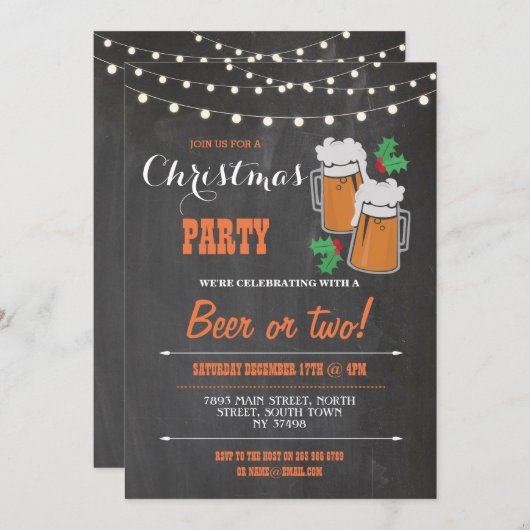 Vrolijk Kerstfeest Beers Mistletoe Xmas Uitnodigen Kaart (Voorkant / Achterkant)