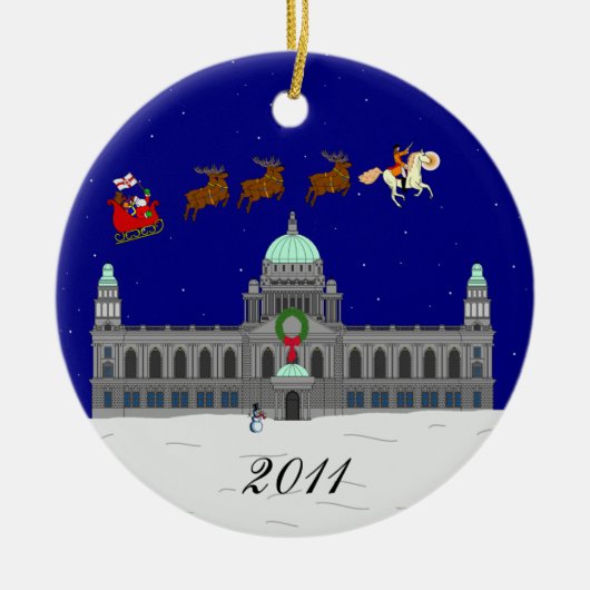Vrolijk kerstfeest (Belfast City Hall) Keramisch Ornament (Voorkant)