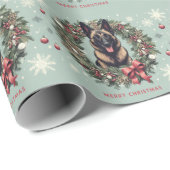 Vrolijk Kerstfeest Belgische Malinois Hond Xmas Cadeaupapier (Rol Hoek)