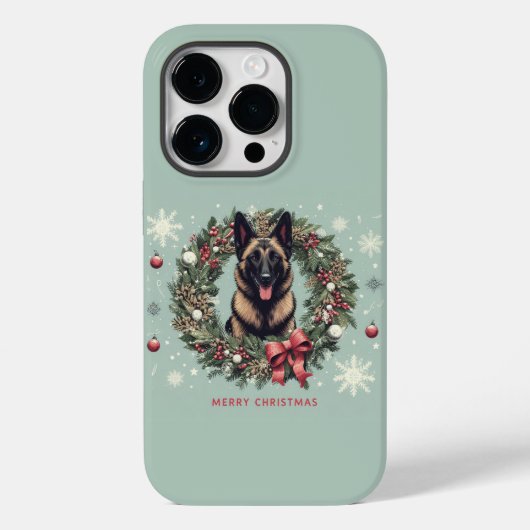 Vrolijk Kerstfeest Belgische Malinois Hond Xmas Case-Mate iPhone Case (Achterkant)