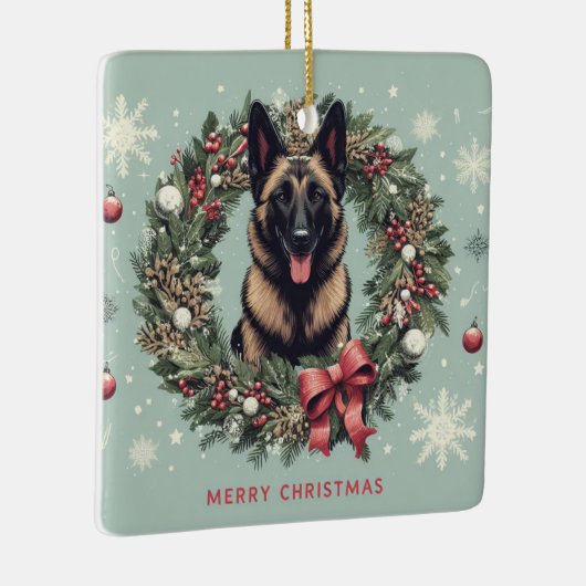 Vrolijk Kerstfeest Belgische Malinois Hond Xmas Keramisch Ornament (Rechts)