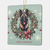 Vrolijk Kerstfeest Belgische Malinois Hond Xmas Keramisch Ornament (Links)