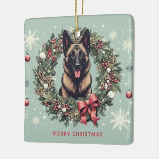 Vrolijk Kerstfeest Belgische Malinois Hond Xmas Keramisch Ornament (Links)