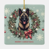 Vrolijk Kerstfeest Belgische Malinois Hond Xmas Keramisch Ornament (Achterkant)
