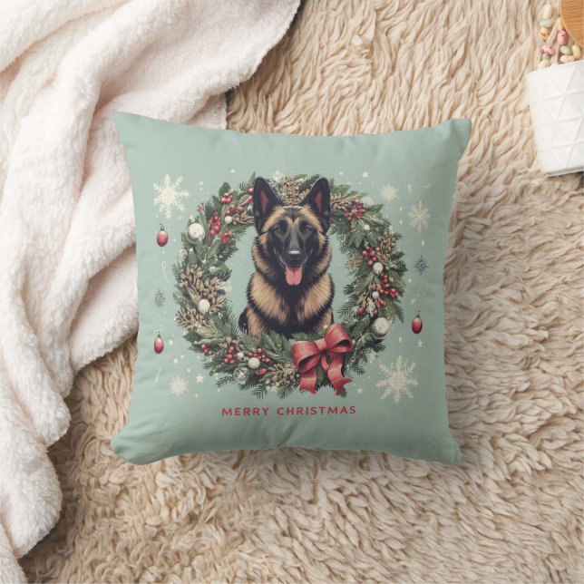 Vrolijk Kerstfeest Belgische Malinois Hond Xmas Kussen (Deken)