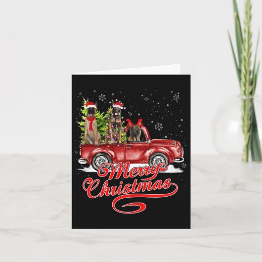 Vrolijk Kerstfeest Belgische Malinois Santa Reinde Kaart (Voorkant)