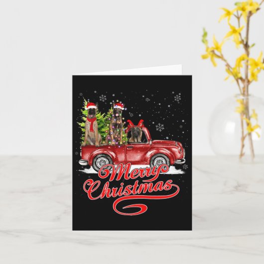 Vrolijk Kerstfeest Belgische Malinois Santa Reinde Kaart (Gele Bloem)