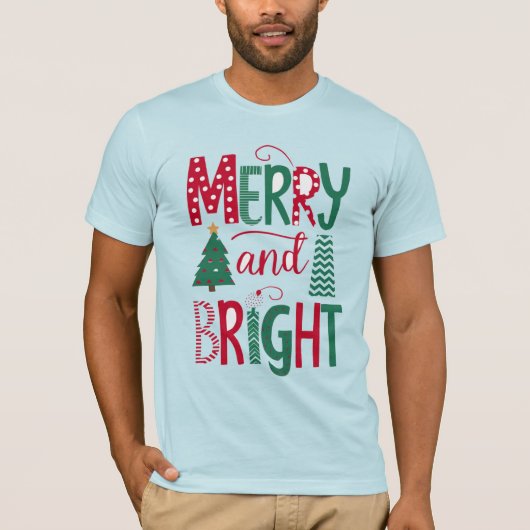 Vrolijk Kerstfeest Bella+Canvas T-shirt met korte  (Voorkant)