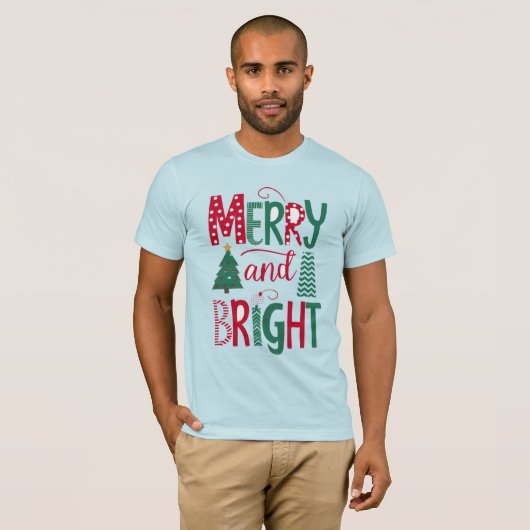 Vrolijk Kerstfeest Bella+Canvas T-shirt met korte  (Voorkant volledig)