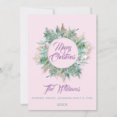 Vrolijk kerstfeest Belly Wreator Monogram Roze Paa Kaart (Voorkant)