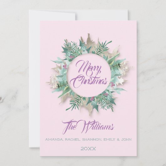 Vrolijk kerstfeest Belly Wreator Monogram Roze Paa Kaart (Voorkant)