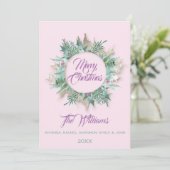 Vrolijk kerstfeest Belly Wreator Monogram Roze Paa Kaart (Staand voorkant)