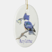 Vrolijk kerstfeest Belted Kingfisher - Bird, Natuu Keramisch Ornament (Rechts)
