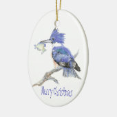 Vrolijk kerstfeest Belted Kingfisher - Bird, Natuu Keramisch Ornament (Links)