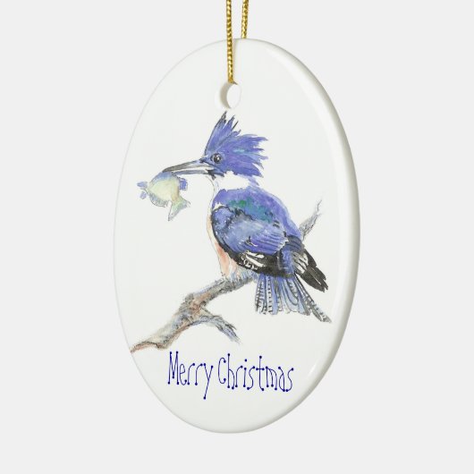 Vrolijk kerstfeest Belted Kingfisher - Bird, Natuu Keramisch Ornament (Links)