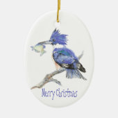 Vrolijk kerstfeest Belted Kingfisher - Bird, Natuu Keramisch Ornament (Voorkant)