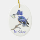 Vrolijk kerstfeest Belted Kingfisher - Bird, Natuu Keramisch Ornament (Achterkant)