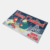 Vrolijk Kerstfeest Beren Winter Sneeuw Vakantie Sc Deurmat (Schuin)