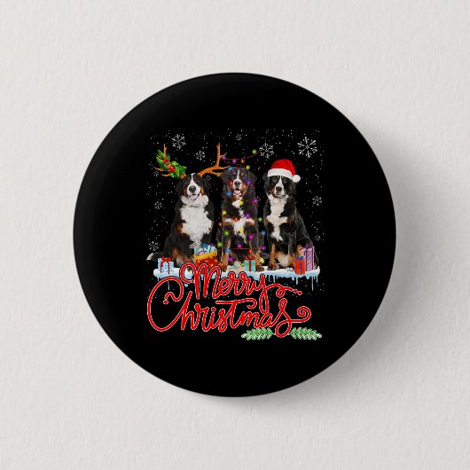 Vrolijk Kerstfeest Berner Berg Santa Reindeer Li Ronde Button 5,7 Cm (Voorkant)