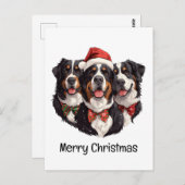 Vrolijk Kerstfeest Berner Sennenhonden Briefkaart (Voorkant / Achterkant)