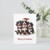 Vrolijk Kerstfeest Berner Sennenhonden Briefkaart (Staand voorkant)