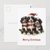 Vrolijk Kerstfeest Berner Sennenhonden Briefkaart (Voorkant / Achterkant)